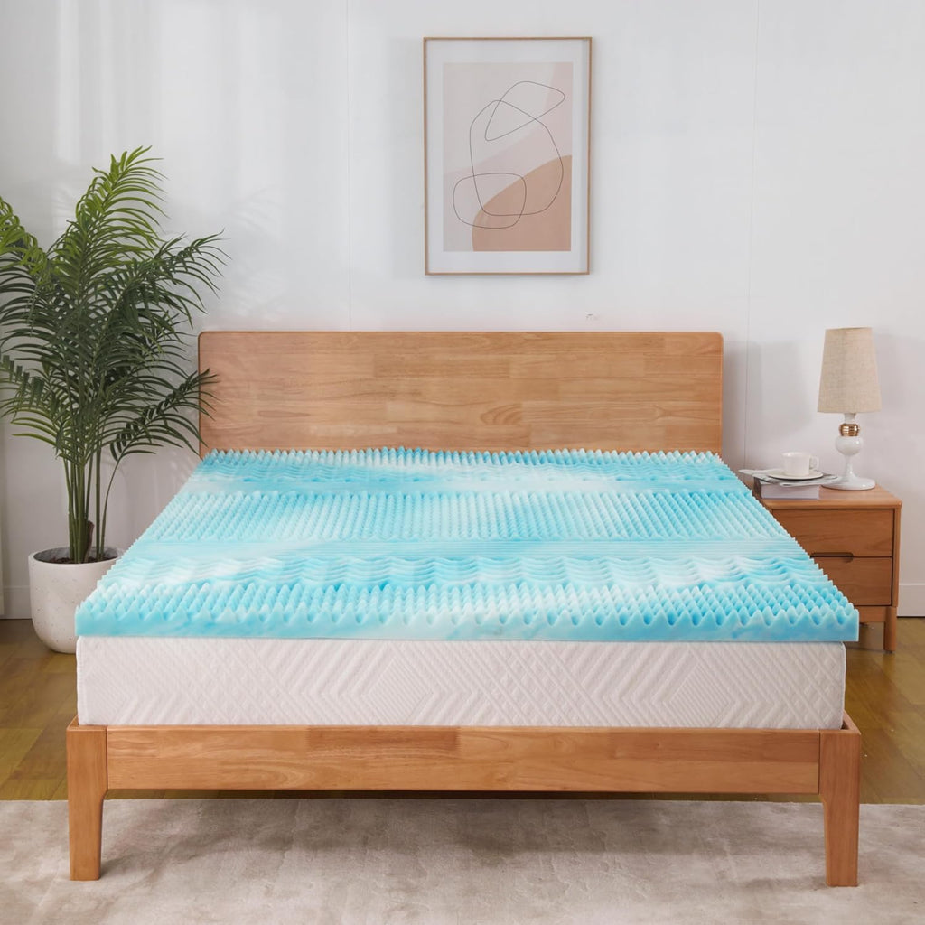 Matratzentopper mit Bequemer Schaumstoff Matratzenauflage Höhe 6 cm 7-Zonen Ergonomisch Matratzen Topper, Eierschalen-Schnitt, Ohne Bezug, CertiPUR Zertifiziert