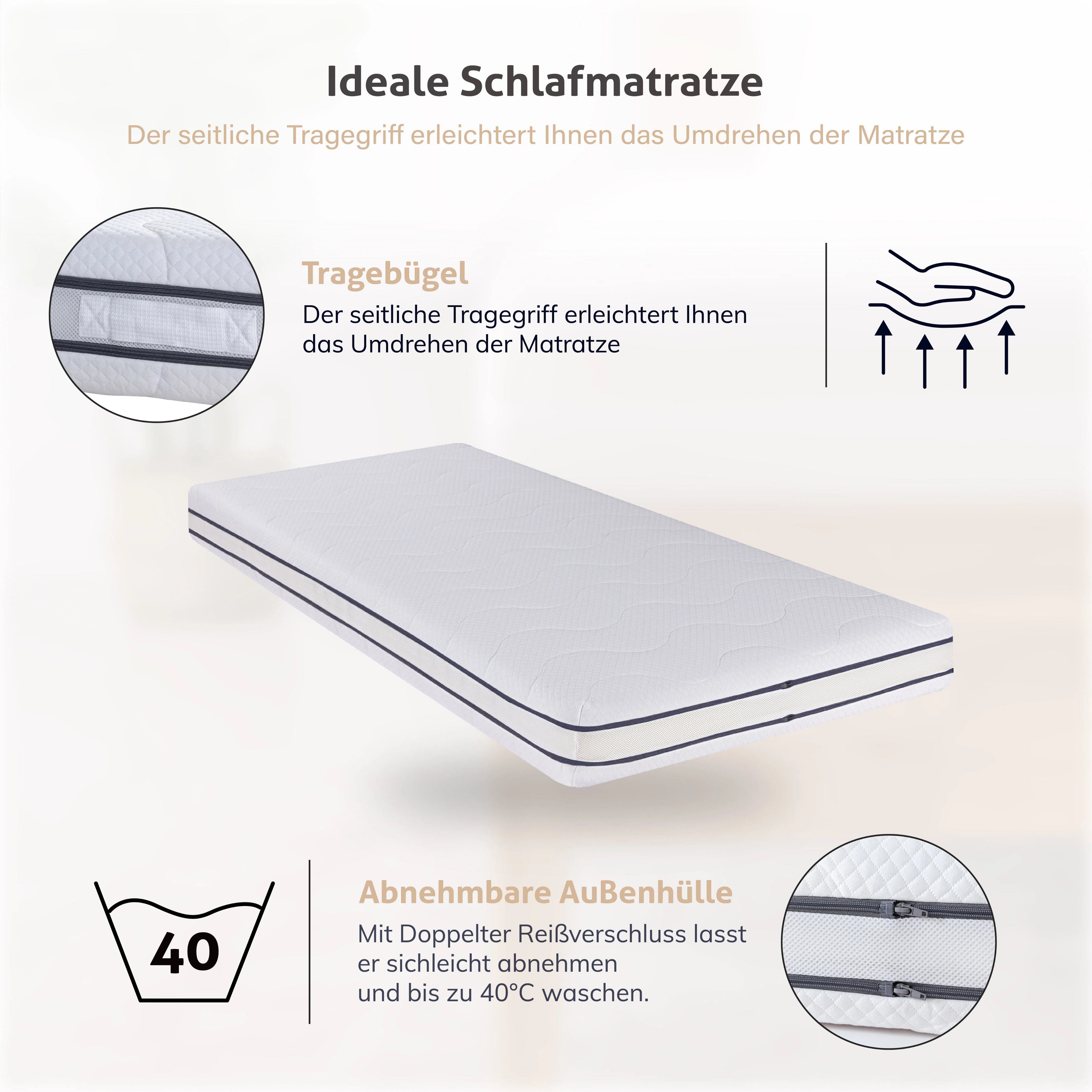 EGO HOME Matratze  Härtegrade H2 und H3, 18cm Höhe Wendbare Matratze 2 in 1 Kaltschaummatratze aus Gel Memory Foam, Schaumstoffmatratze 7-Zonen Ergonomisch und Atmungsaktiv, Öko-Tex Zertifiziert