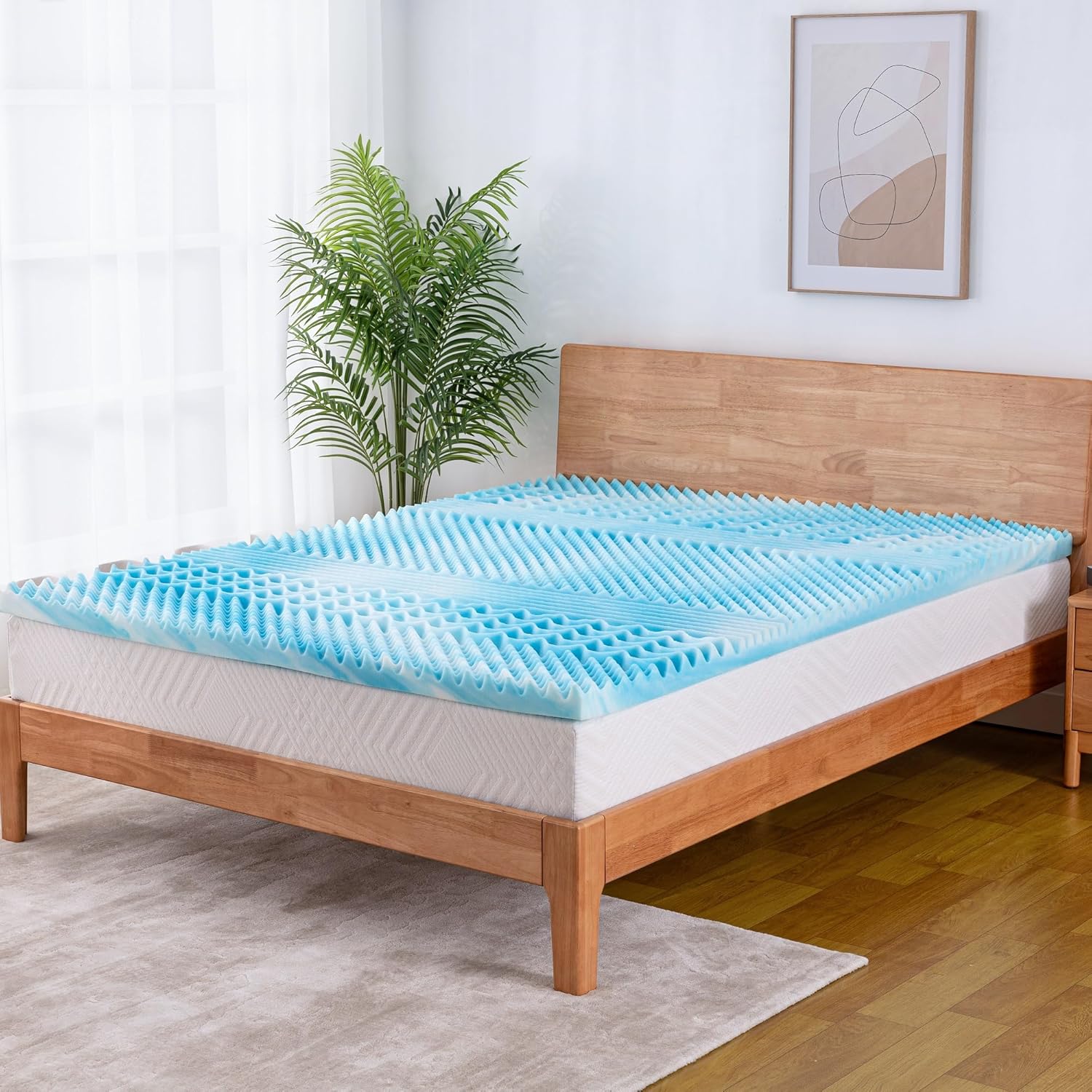 Matratzentopper mit Bequemer Schaumstoff Matratzenauflage Höhe 6 cm 7-Zonen Ergonomisch Matratzen Topper, Eierschalen-Schnitt, Ohne Bezug, CertiPUR Zertifiziert