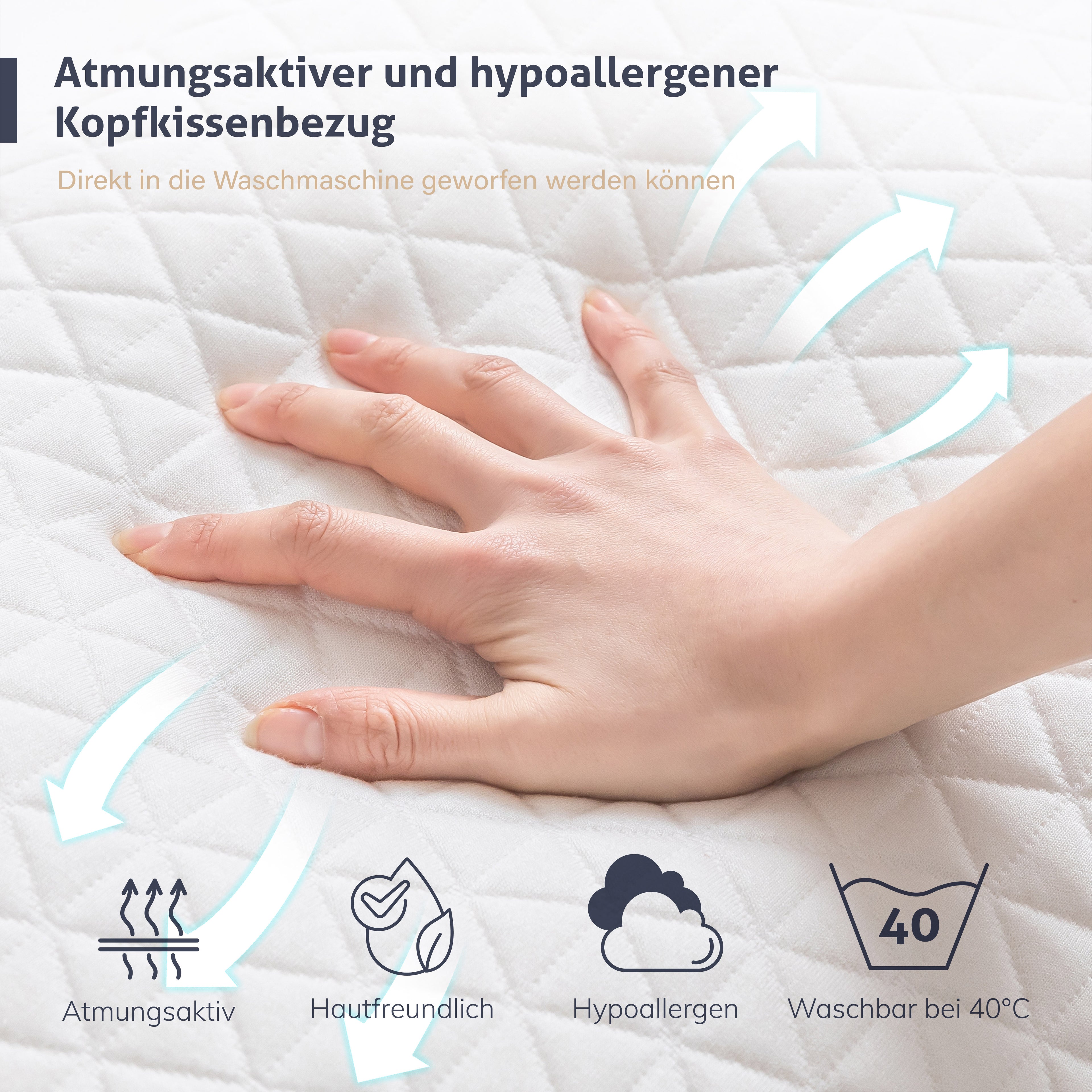 EGO HOME Memory Foam Kopfkissen 40x80 cm mit zerkleinertem Memory-Schaum - Atmungsaktiv Ergonomisches Nackenstützkissen für Seitenschläfer, Rückenschläfer & Bauchschläfer - ÖKO-TEX - Waschbarer Bezug