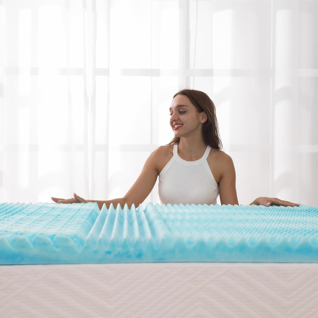 Matratzentopper mit Bequemer Schaumstoff Matratzenauflage Höhe 6 cm 7-Zonen Ergonomisch Matratzen Topper, Eierschalen-Schnitt, Ohne Bezug, CertiPUR Zertifiziert
