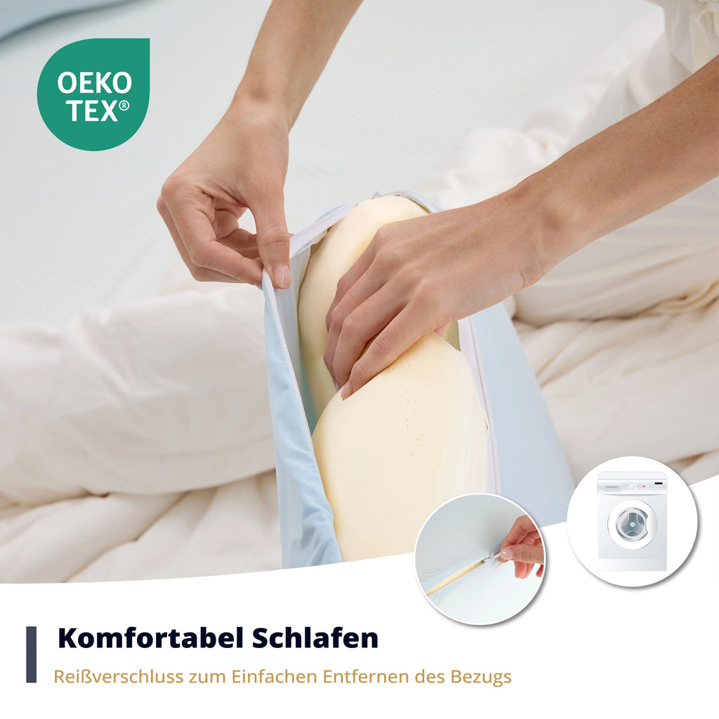 EGO Home Nackenkissen Kopfkissen Memory Foam 40x65 cm, Ergonomische Kissen, Nackenstützkissen 65x40 cm, Seitenschläferkissen 40x65cm für Seiten, Rücken & Bauchschläfe –Bezug Atmungsaktiv & Waschbar