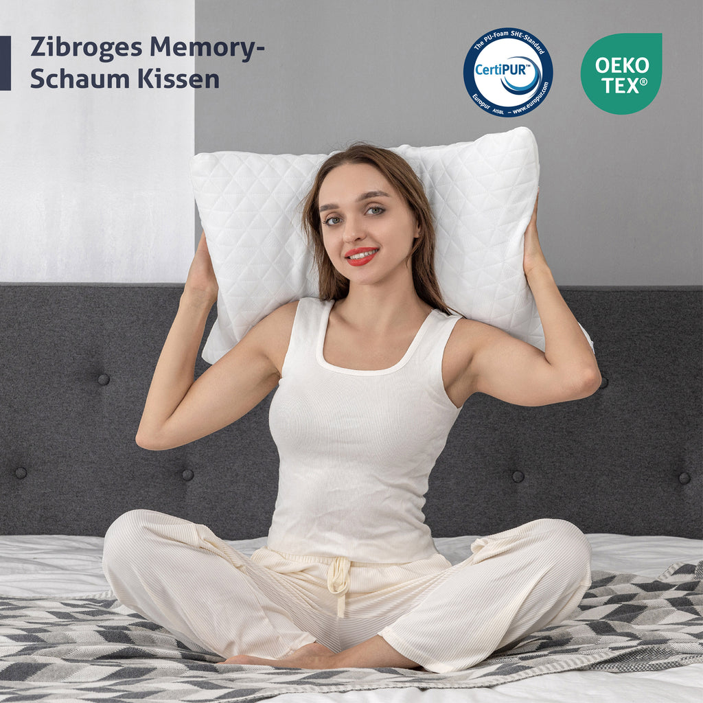 EGO HOME Memory Foam Kopfkissen 40x80 cm mit zerkleinertem Memory-Schaum - Atmungsaktiv Ergonomisches Nackenstützkissen für Seitenschläfer, Rückenschläfer & Bauchschläfer - ÖKO-TEX - Waschbarer Bezug
