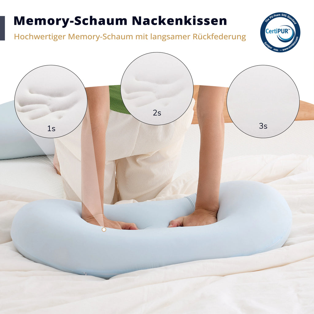 EGO Home Nackenkissen Kopfkissen Memory Foam 40x65 cm, Ergonomische Kissen, Nackenstützkissen 65x40 cm, Seitenschläferkissen 40x65cm für Seiten, Rücken & Bauchschläfe –Bezug Atmungsaktiv & Waschbar