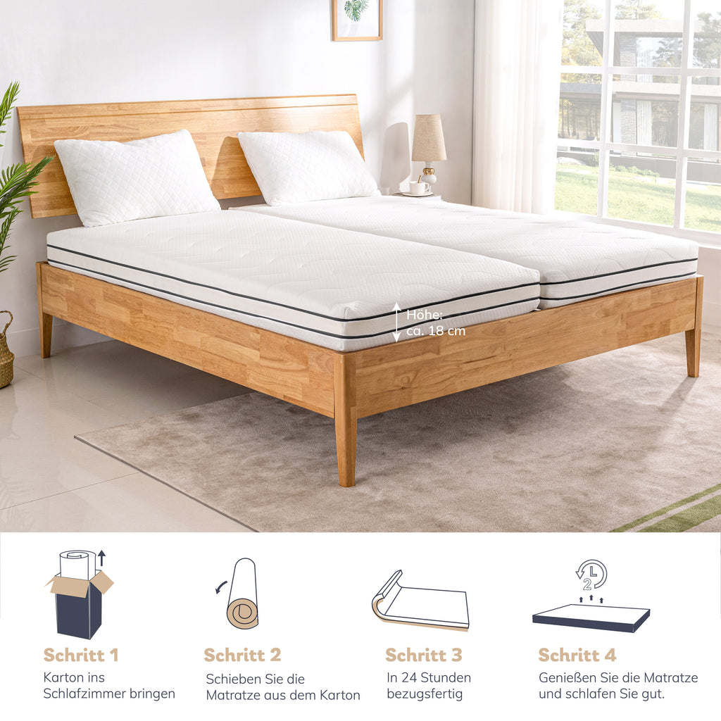 EGO HOME Matratze  Härtegrade H2 und H3, 18cm Höhe Wendbare Matratze 2 in 1 Kaltschaummatratze aus Gel Memory Foam, Schaumstoffmatratze 7-Zonen Ergonomisch und Atmungsaktiv, Öko-Tex Zertifiziert