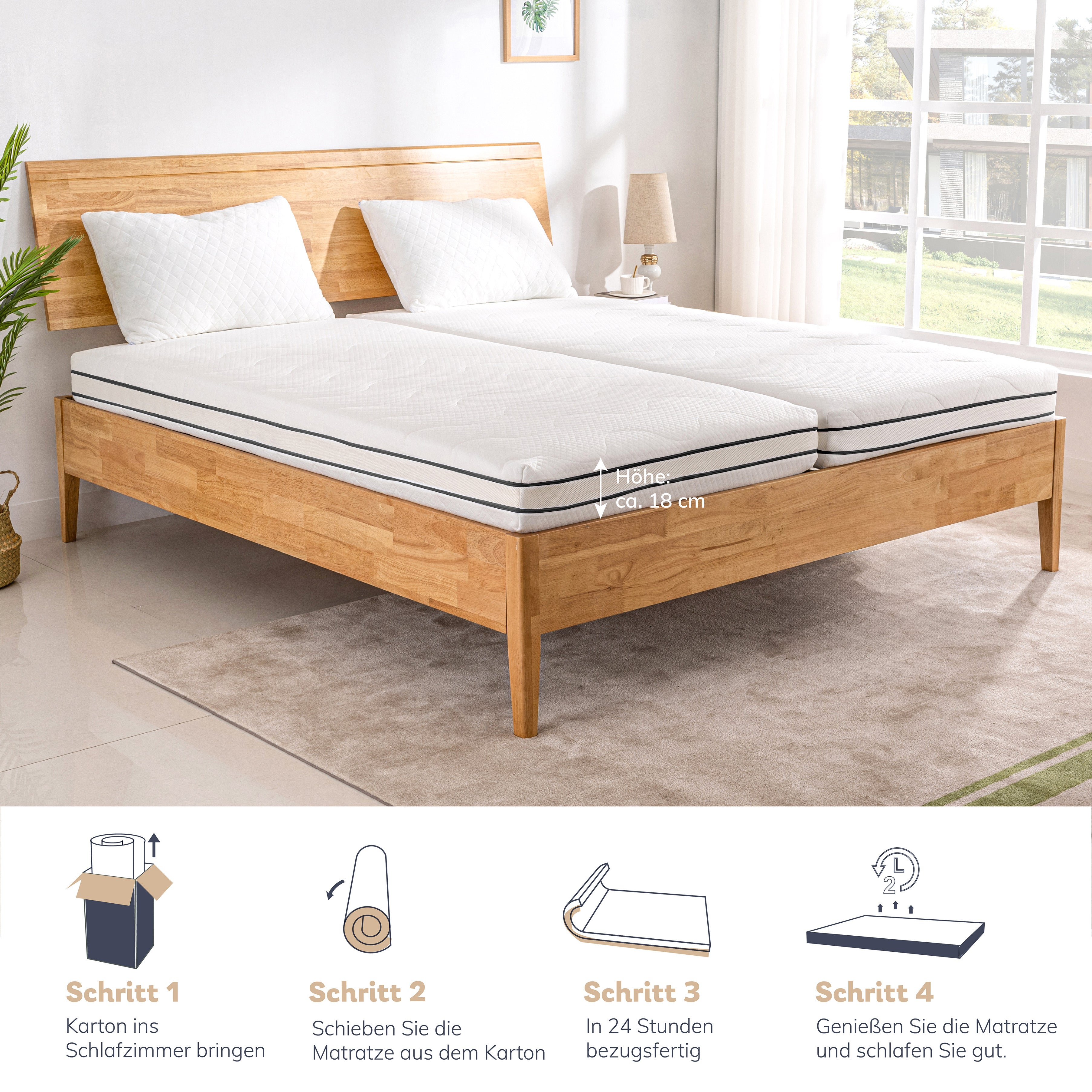 EGO HOME Matratze  Härtegrade H2 und H3, 18cm Höhe Wendbare Matratze 2 in 1 Kaltschaummatratze aus Gel Memory Foam, Schaumstoffmatratze 7-Zonen Ergonomisch und Atmungsaktiv, Öko-Tex Zertifiziert