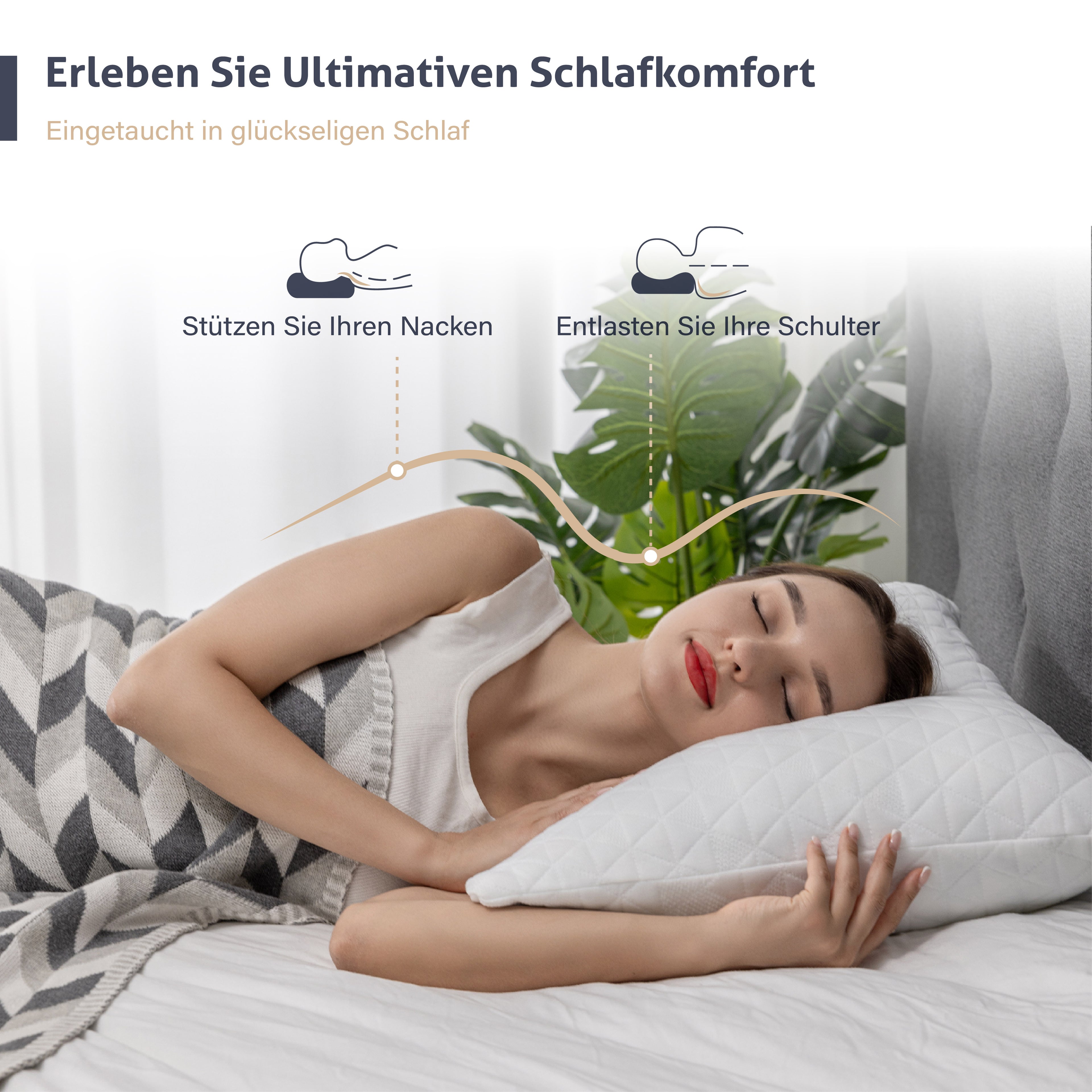 EGO HOME Memory Foam Kopfkissen 40x80 cm mit zerkleinertem Memory-Schaum - Atmungsaktiv Ergonomisches Nackenstützkissen für Seitenschläfer, Rückenschläfer & Bauchschläfer - ÖKO-TEX - Waschbarer Bezug