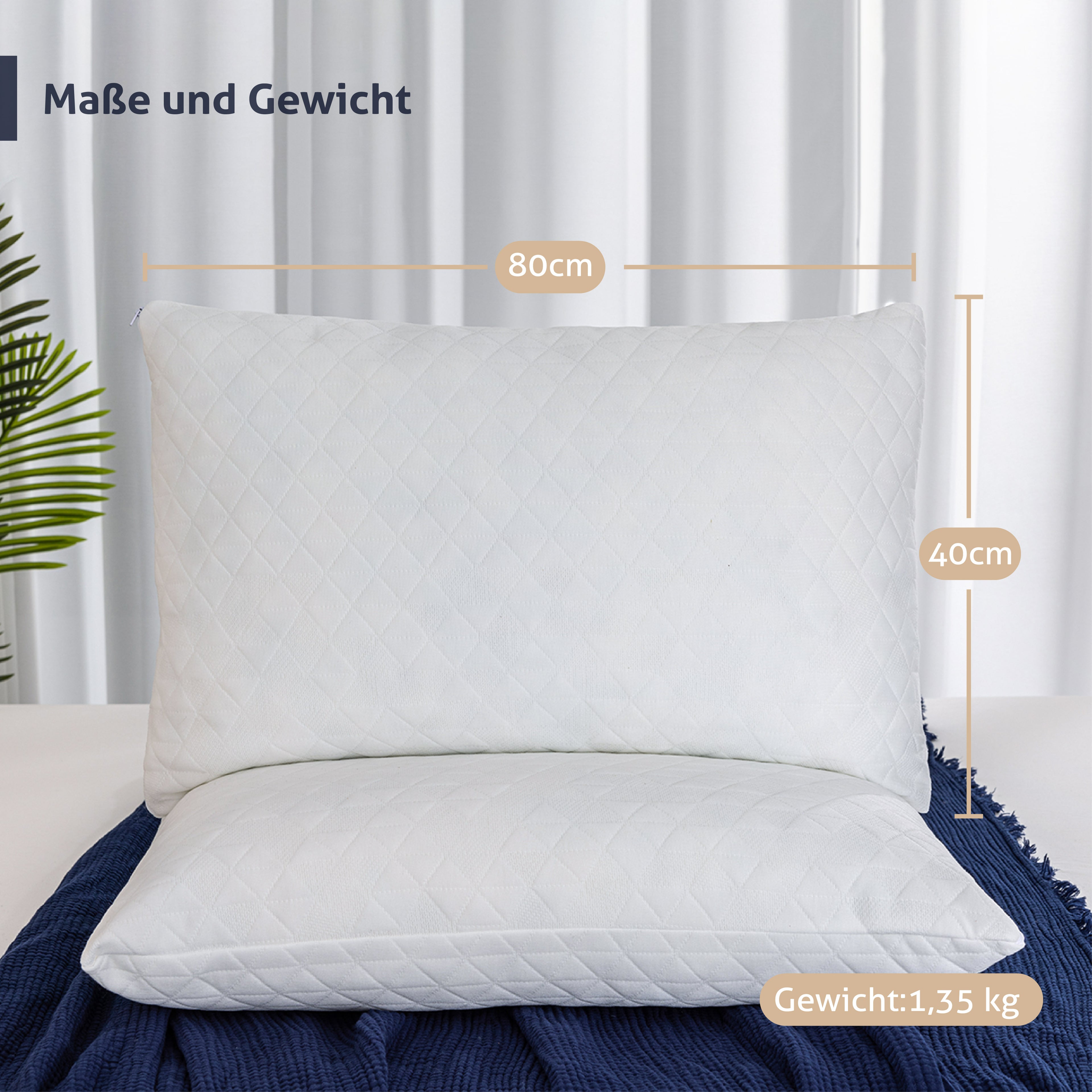 EGO HOME Memory Foam Kopfkissen 40x80 cm mit zerkleinertem Memory-Schaum - Atmungsaktiv Ergonomisches Nackenstützkissen für Seitenschläfer, Rückenschläfer & Bauchschläfer - ÖKO-TEX - Waschbarer Bezug