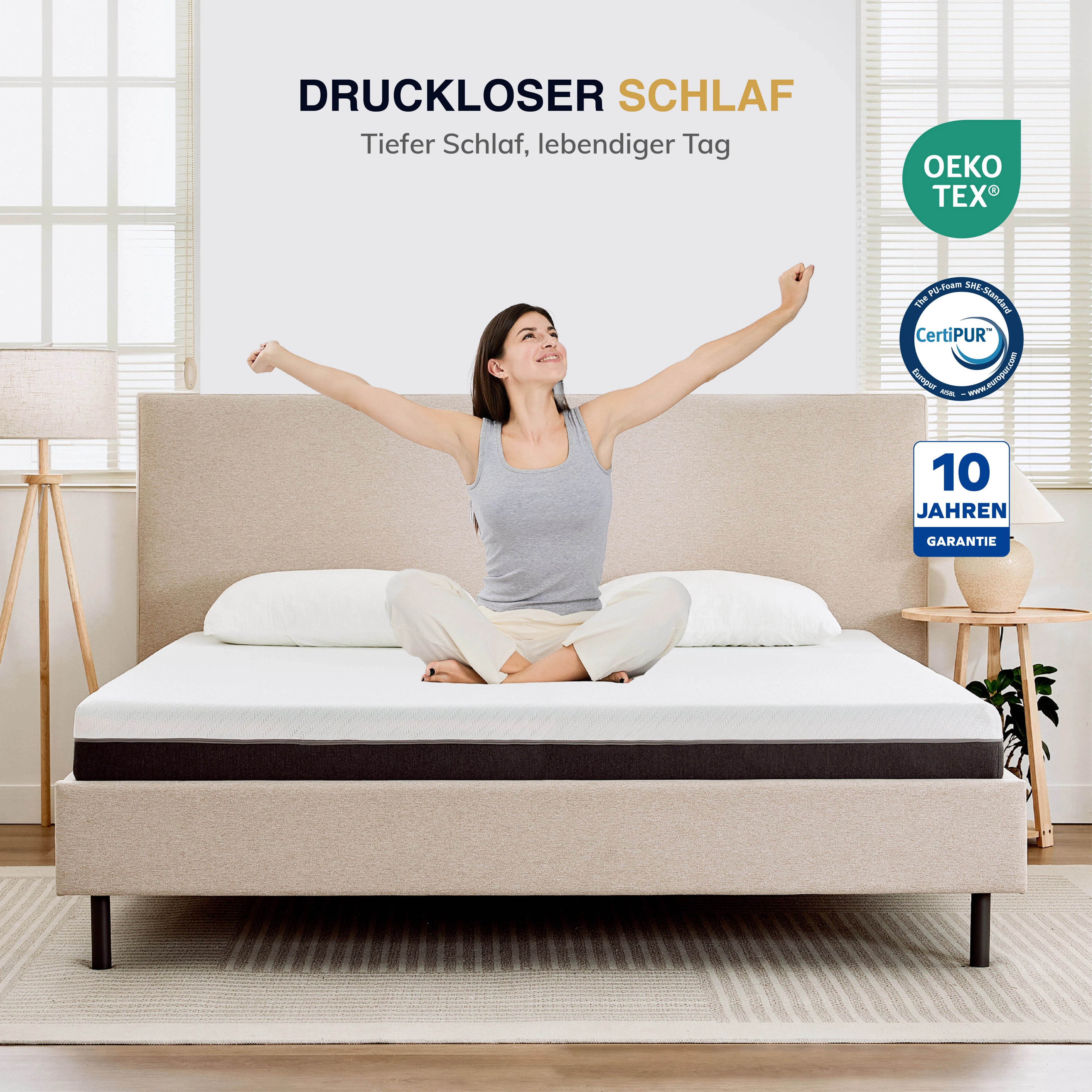 EGO HOME Matratze  | 18 cm Höhe, Mittelfest | 7-Zonen-Tonnentaschenkern für Komfort & Rückenstütze | Klimaregulierend mit waschbarem Bezug | Öko-Tex Zertifiziert