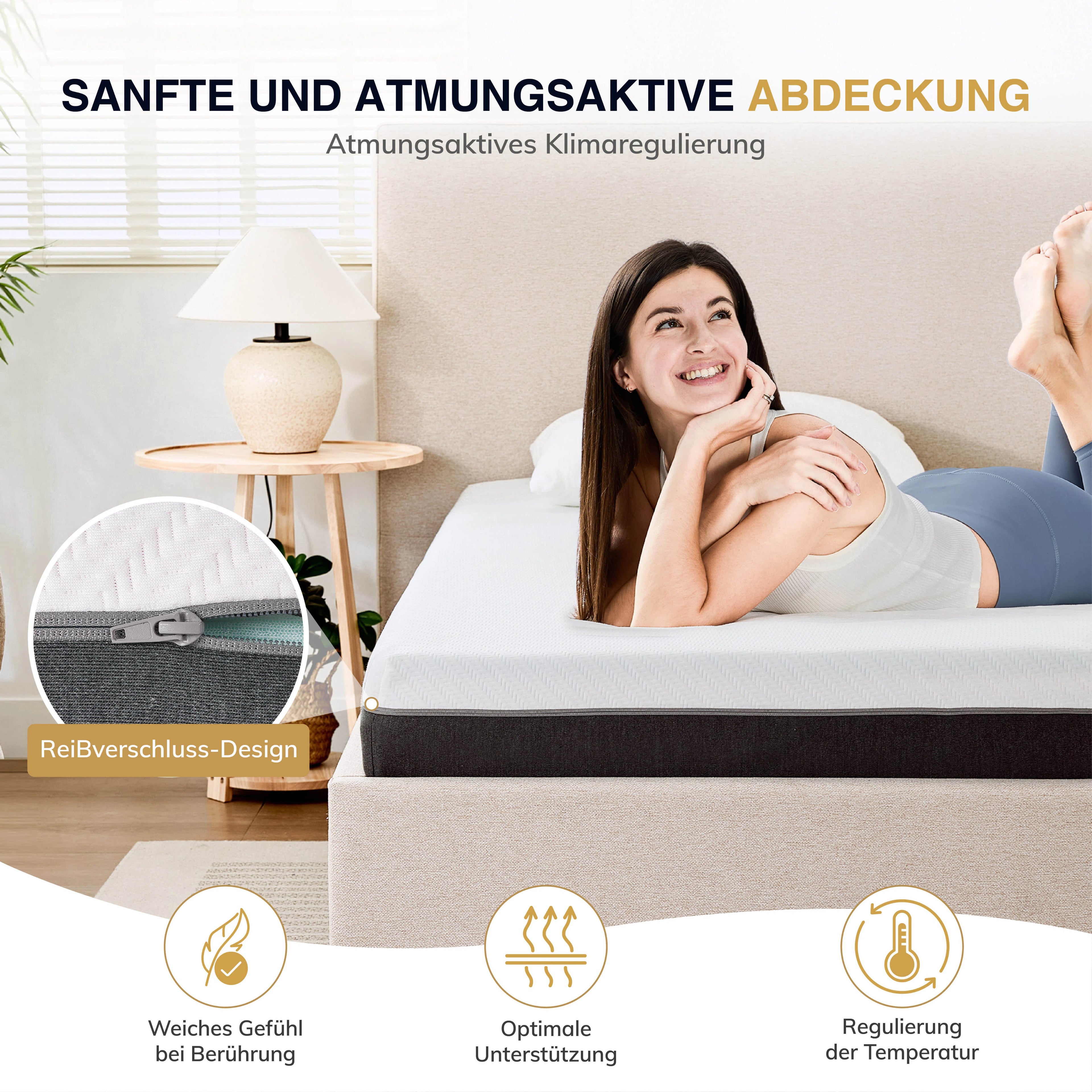 EGO HOME Matratze  | 20 cm Höhe, Mittelfest | 7-Zonen-Tonnentaschenkern für Komfort & Rückenstütze | Klimaregulierend mit waschbarem Bezug | Öko-Tex Zertifiziert