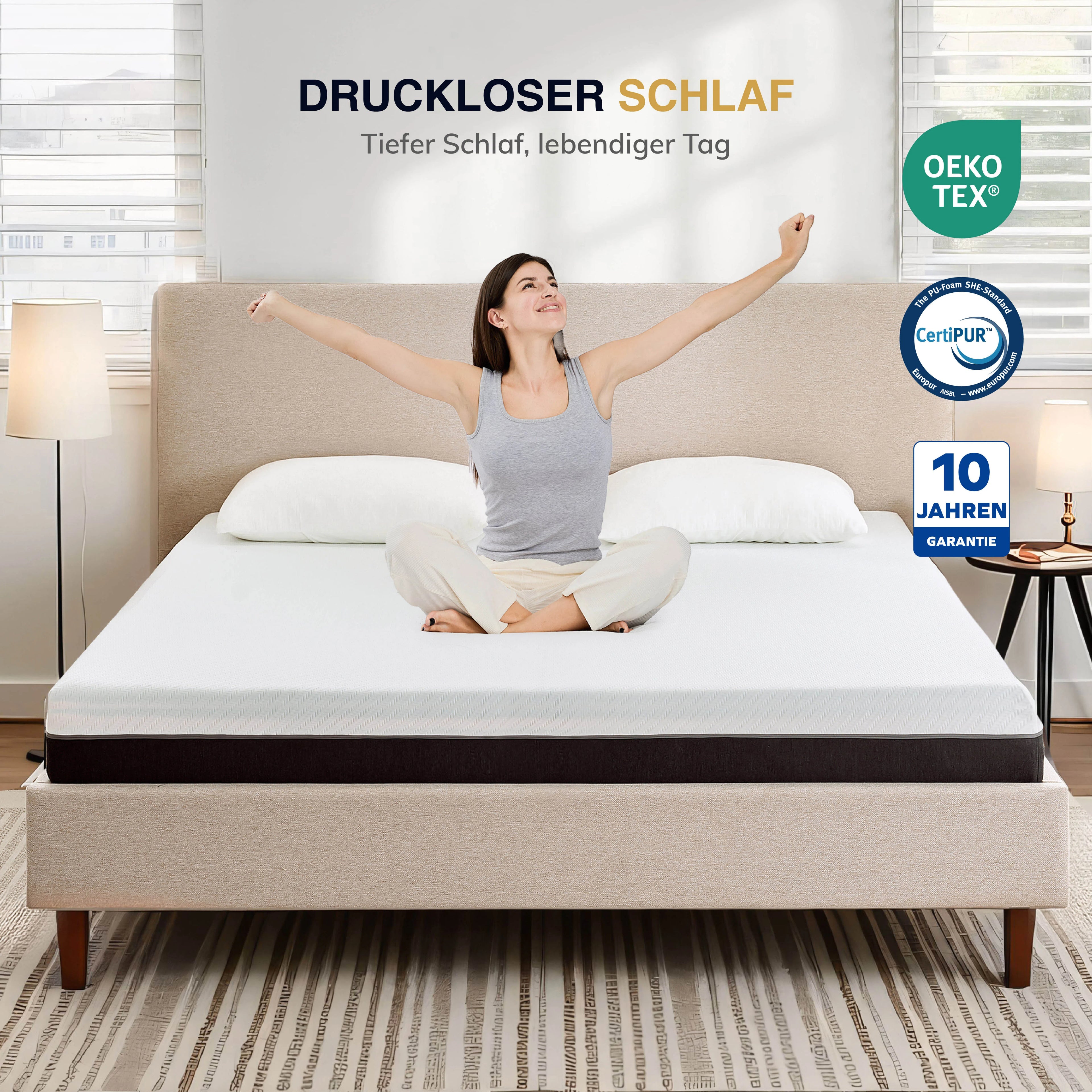 EGO HOME Matratze  | 20 cm Höhe, Mittelfest | 7-Zonen-Tonnentaschenkern für Komfort & Rückenstütze | Klimaregulierend mit waschbarem Bezug | Öko-Tex Zertifiziert