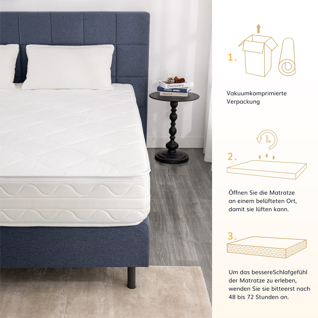 EGO HOME Matratze Härtegrad H3 23cm - Ergonomische 7-Zonen Hochwertige Kaltschaummatratze mit waschbarem Bezug, Atmungsaktiv Schaumstoffmatratze Rollmatratze, Öko-Tex Zertifiziert
