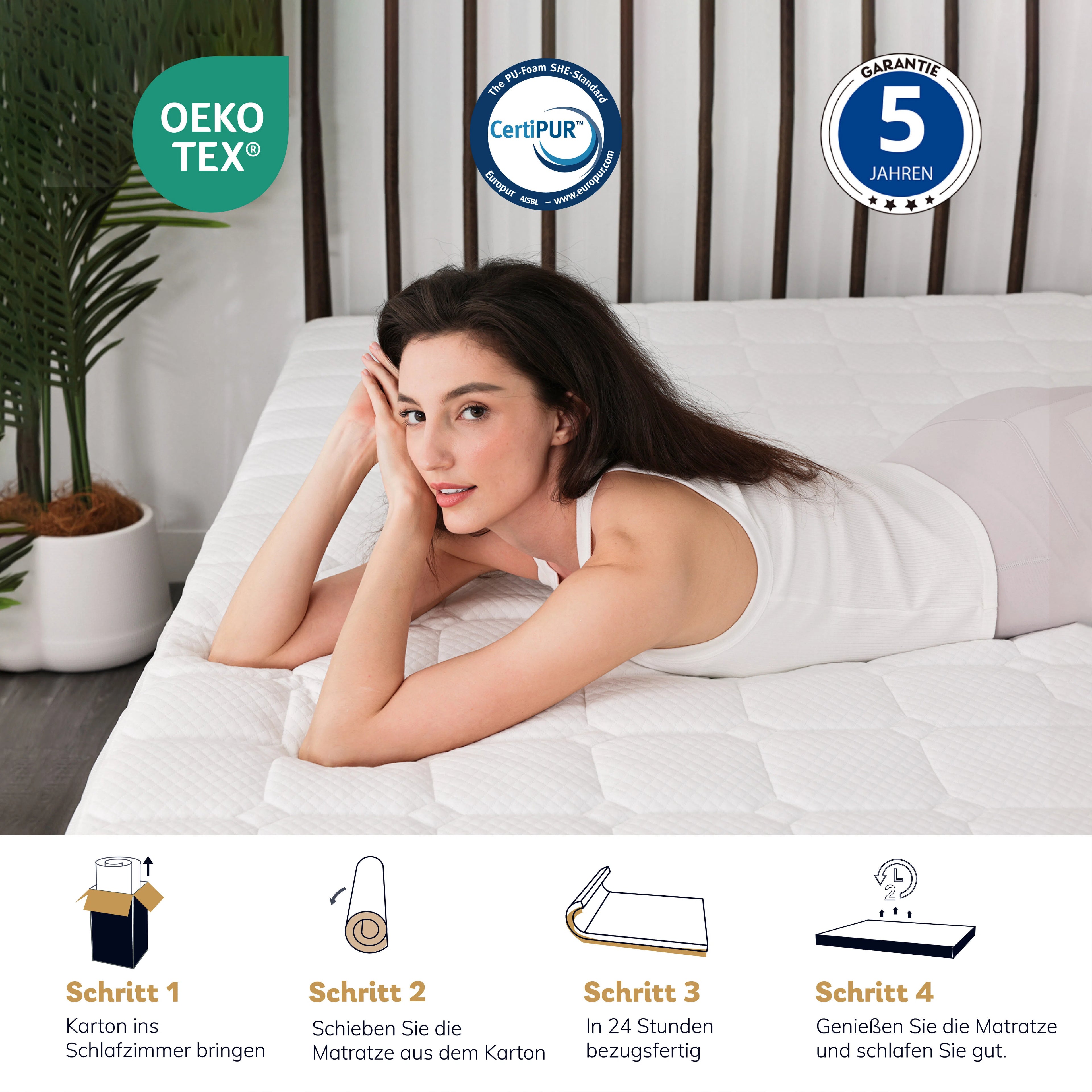 EGO HOME Matratzen Topper 7cm Höhe Matratzentopper aus Schaumstoff von 7 Zonen Schneiden, Öko-TEX Zertifiziert Matratzenauflage für Boxspringbett Matratzen Schlafsofa