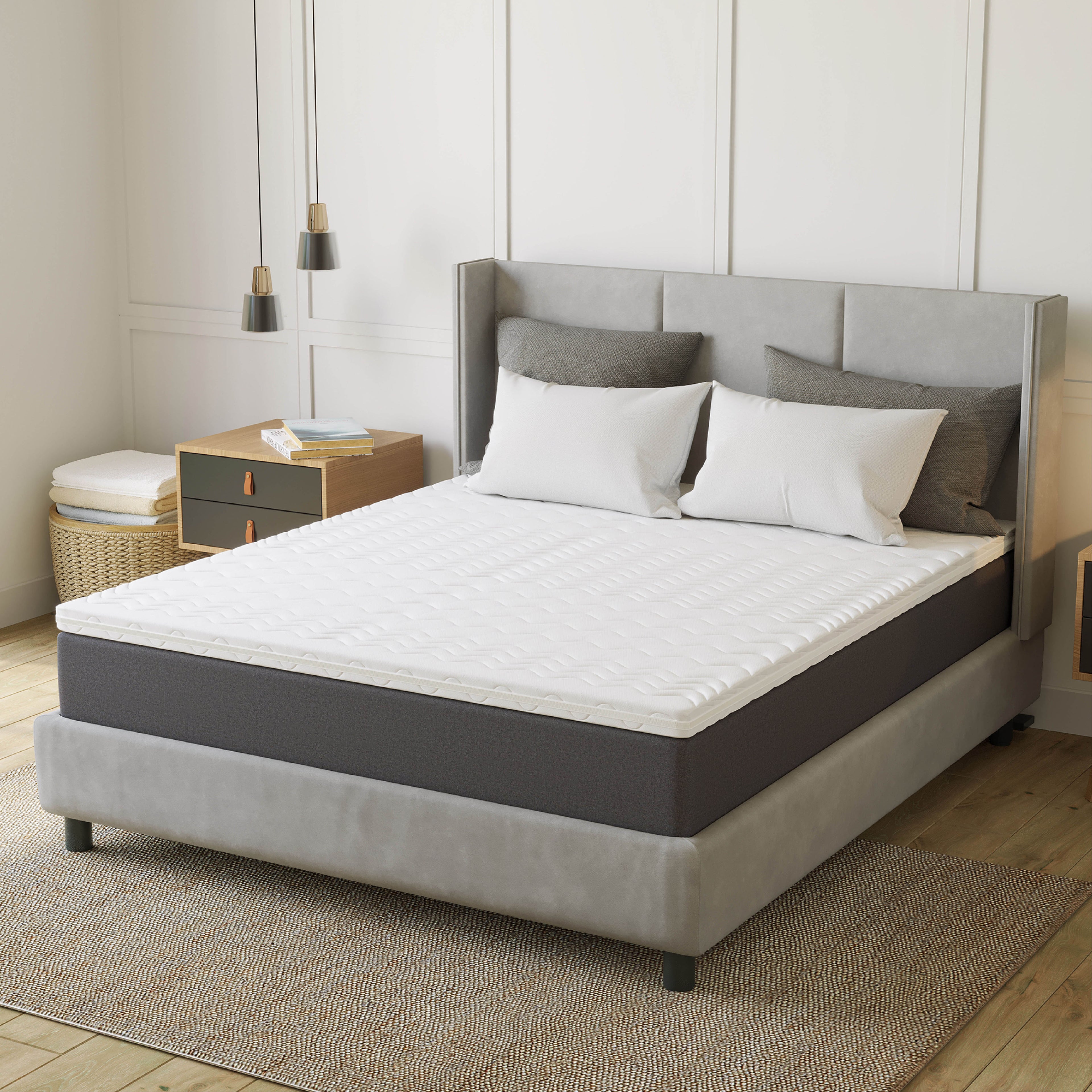 EGO HOME Matratzen Topper 7cm Höhe Matratzentopper Härtegrade H2 mit 7-Zonen Spiral-Dorn Kaltschaumkern, Öko-TEX Zertifiziert, Matratzenauflage 90x200cm für Boxspringbett Schlafsofa