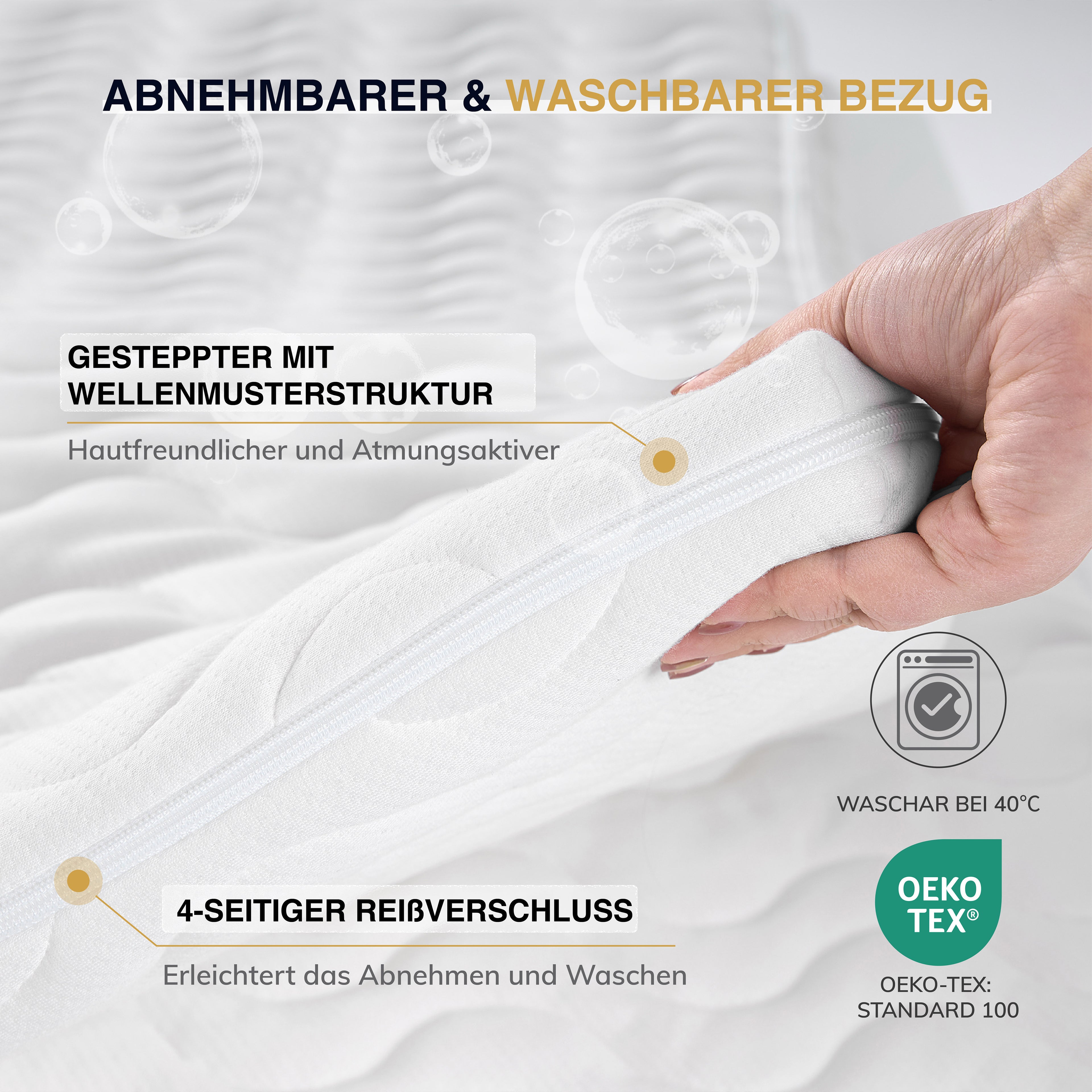 EGO HOME Matratzen Topper 7cm Höhe Matratzentopper Härtegrade H2 mit 7-Zonen Spiral-Dorn Kaltschaumkern, Öko-TEX Zertifiziert, Matratzenauflage 90x200cm für Boxspringbett Schlafsofa