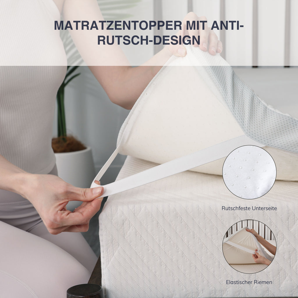 EGO HOME Matratzen Topper 5cm Höhe Matratzentopper aus Memory-Schaum Öko-TEX Zertifiziert, Abnehmbaren und Waschbaren Matratzenauflage für Boxspringbett Matratzen Schlafsofa