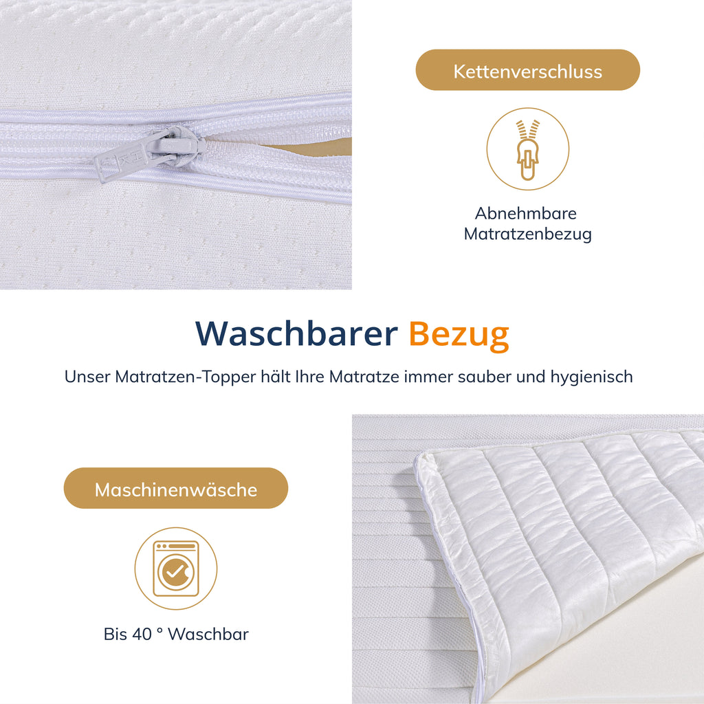 EGO HOME Matratzen Topper 8cm, Höhe Matratzentopper Härtegrade H2 mit 7-Zonen Spiral-Dorn Kaltschaumkern, Öko-TEX Zertifiziert, Matratzenauflage für Boxspringbett Schlafsofa