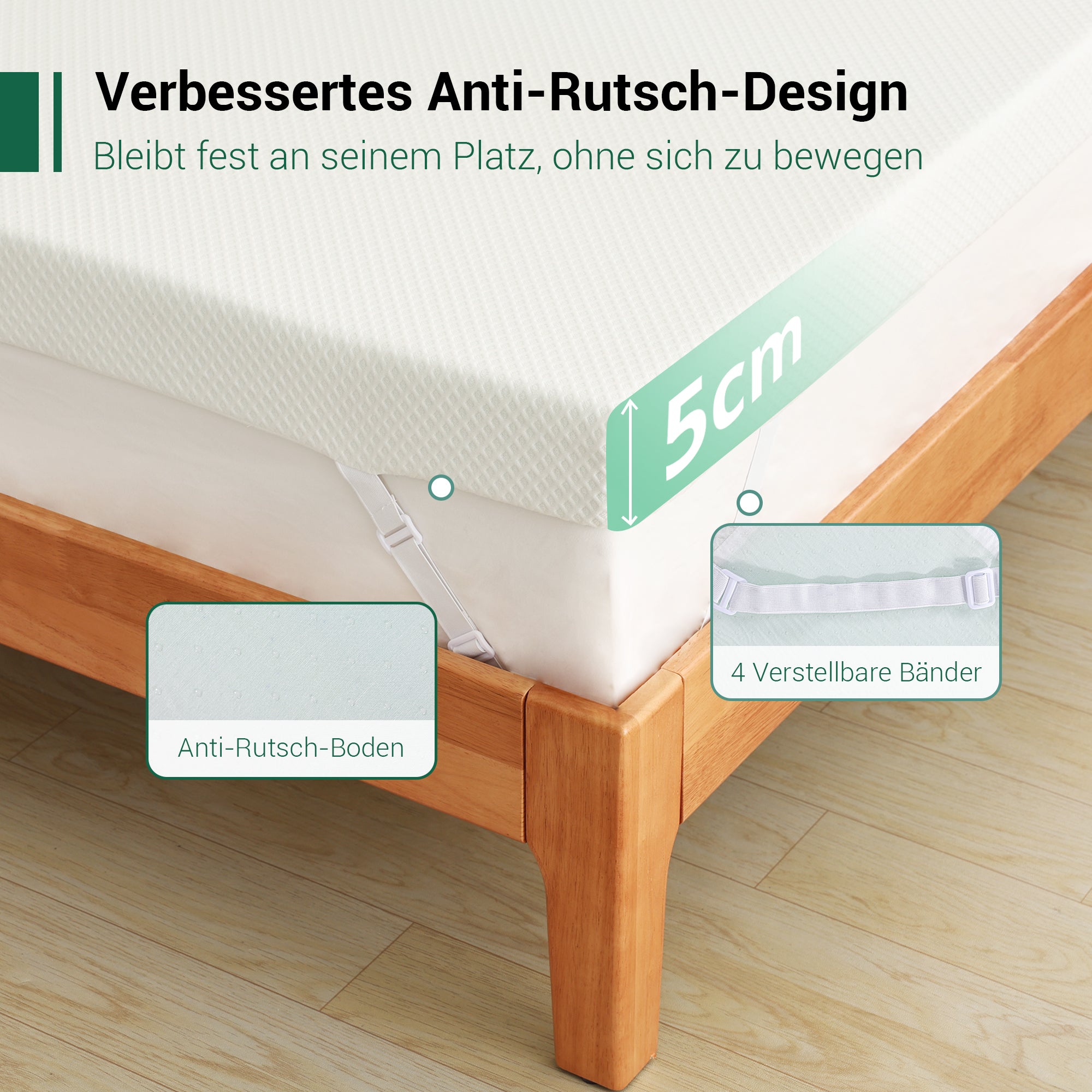 EGO HOME Matratzentopper  5cm Höhe Matratzen Topper Härtegrad H2 mit Schaumstoff, Öko-TEX und CertiPUR Zertifiziert, 90x200cm Matratzenauflage für Boxspringbett Schlafsofa